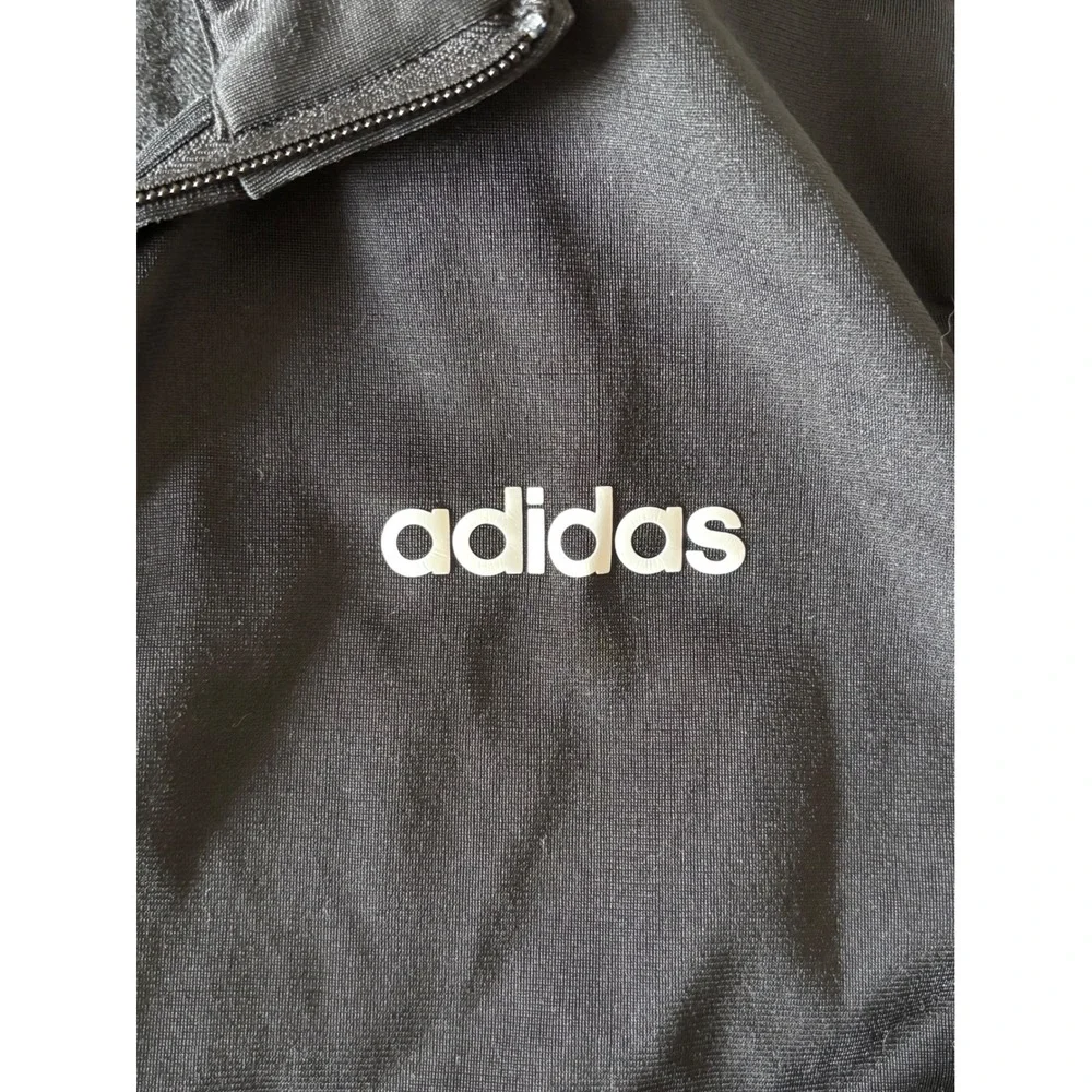 Adidas Mens Black White 3 Stripe Full Zip Track Jacket Large Recycled Polyester